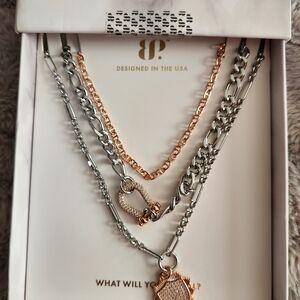 Elegant Silver and Gold Layered Necklace